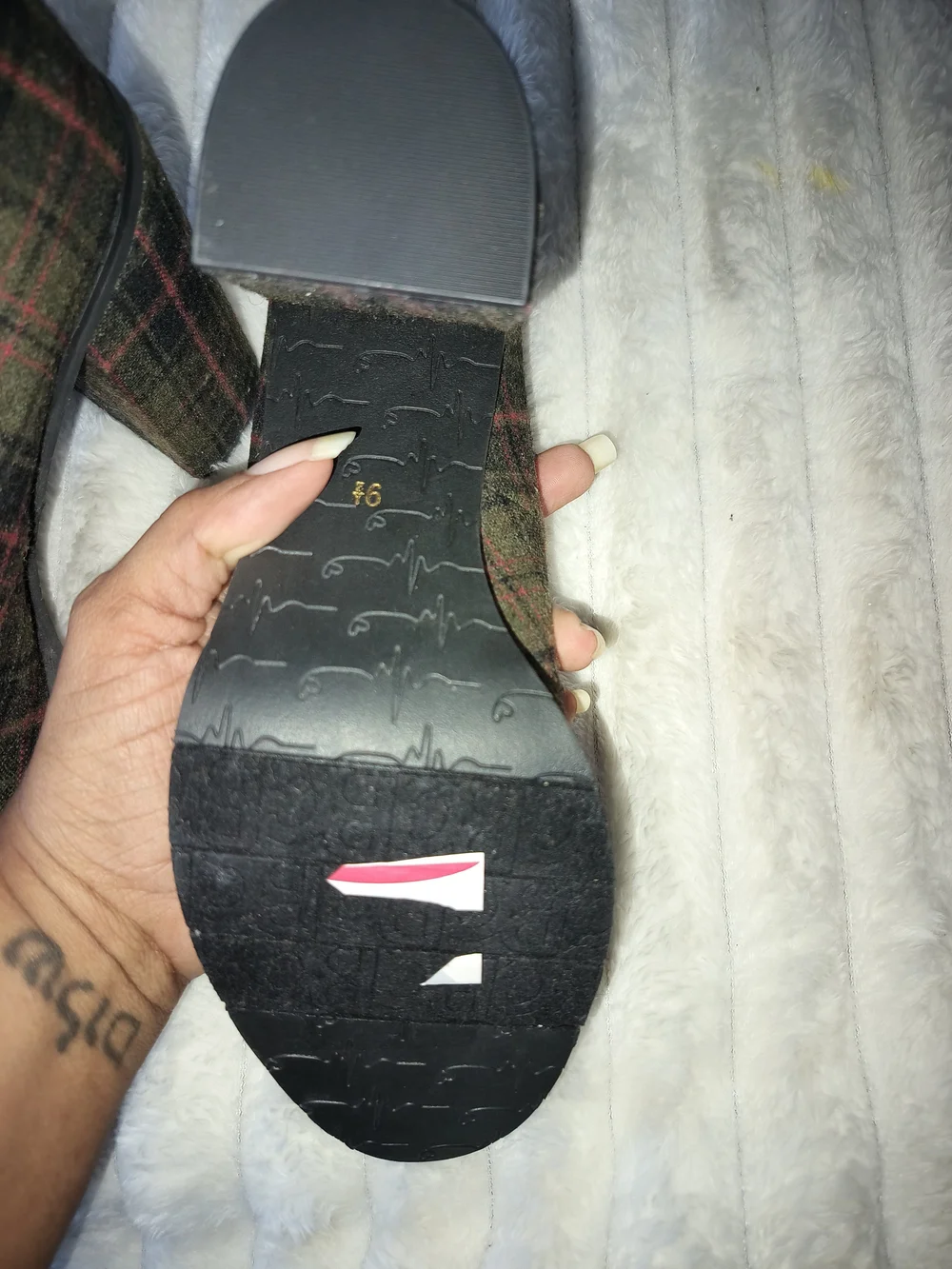 Olive Plaid Women's Pumps -BC Size 9.5